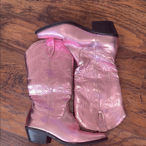 Madden Girl Pink Floral Heeled Boots with Design - Picture 12 of 12